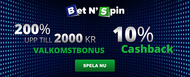 Bet N Spin casino välkomstbonus ger dig upp till 2 000 kr