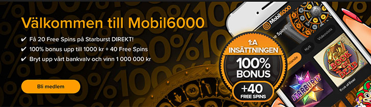 Mobil6000 casino välkomstbonus 