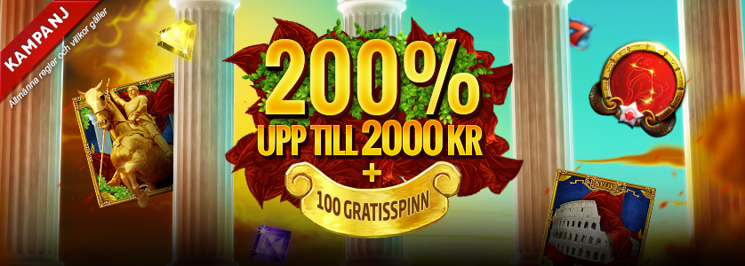 SverigeCasino välkomstbonus - få upp till 2 000 kr och 200% extra