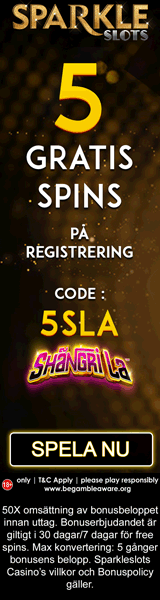 Sparkle Slots kampanjkode - ange konden 5SLA och få 5 free spins vid registrering