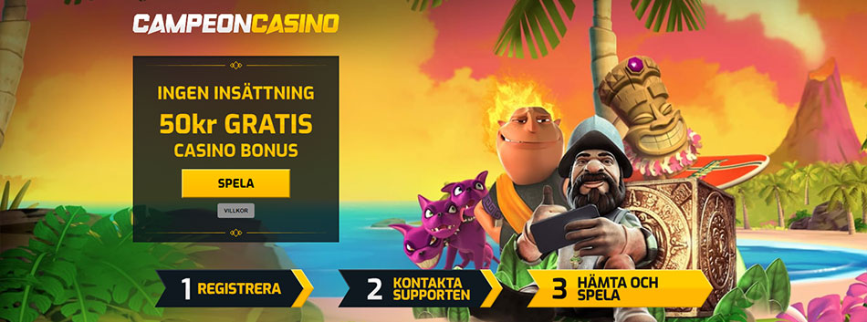 CampeonBet casino gratis erbjudande - 50 kronor vid registrering