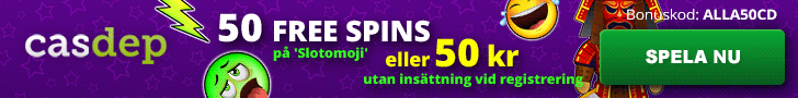 Casdep casino bonuskod - ange koden ALLA50CD och njut av 50 kr eller 50 free spins gratis