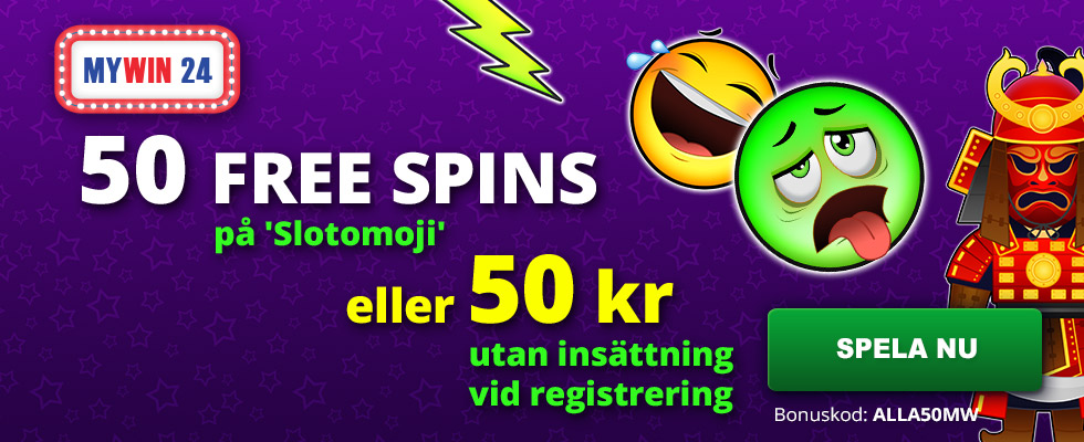 My Win 24 casino no deposit bonus - få 50 kronor gratis vid registrering!