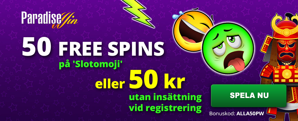 ParadiseWin casino no deposit bonus - få 50 kr utan insättning vid registrerin