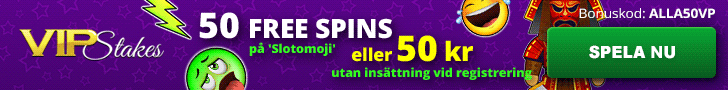 VIPStakes casino bonus code - ange koden ALLA50VP och få 50 kr  eller free spins gratis