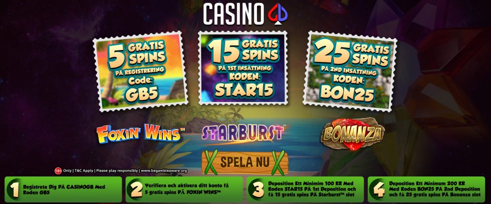 Casino GB insäattningsfria free spins - 5 gratis snurr på Foxin Wins