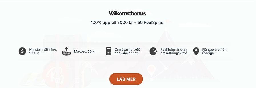 InstaCasino välkomstbonus - upp till 3 000 kr och 30 Real Spins