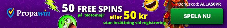 100 kr gratis utan insättningskrav - 50 kr eller 50 free spins hos PropaWin!