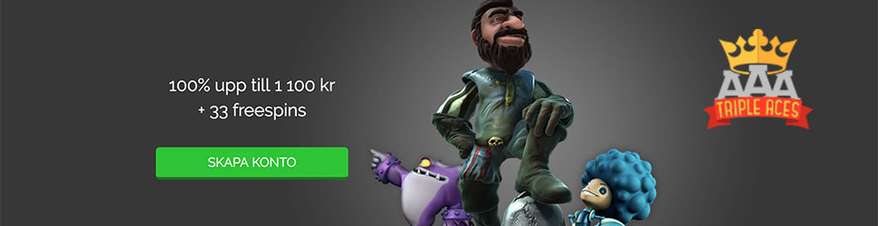 Triple Aces casino bonus code - ange bonuskoden TAC5FB - få 50 kr gratis utan insättning vid registrering!